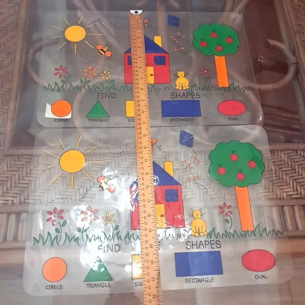 Kids Placemats set 2 Find the Shapes clear learning‎ mats Joann's Vintage 2003